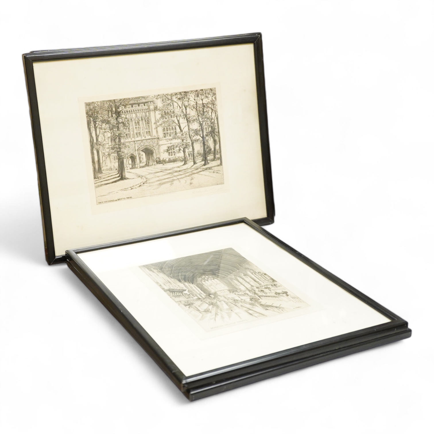 A collection of six Brighton interest prints to include five by Gertrude Hayes, three pencil signed and two titled ‘Brighton College Chapel’ and ‘Brighton College’, 66 x 50cm